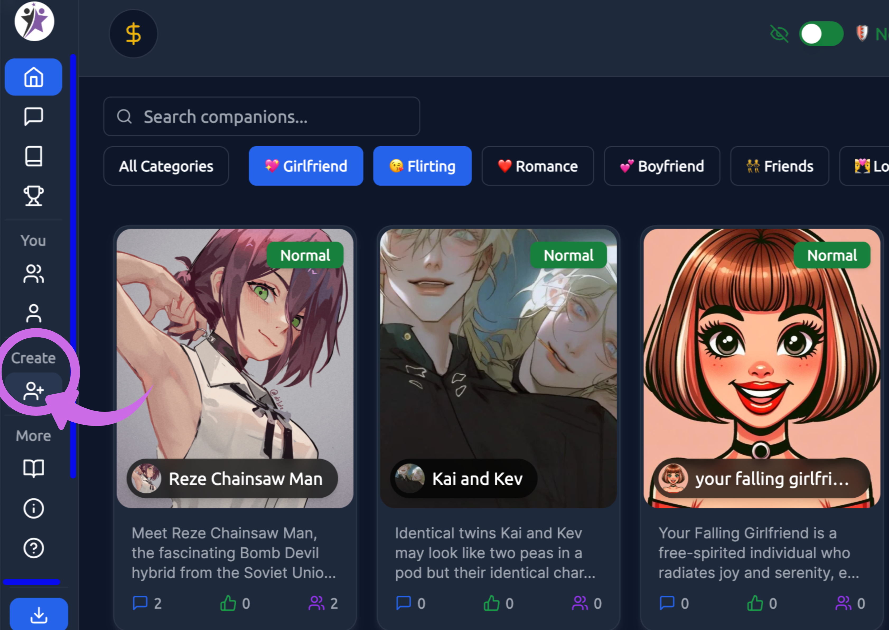 Click on create companion